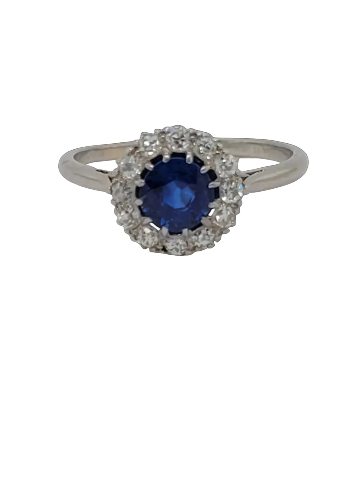 Antique sapphire and diamond cluster engagement ring sku 8808