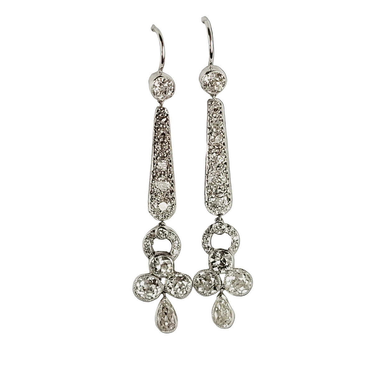 Art deco diamond chandelier earrings sku 8844
