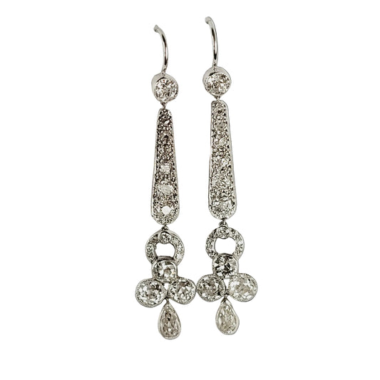 Art deco diamond chandelier earrings sku 8844