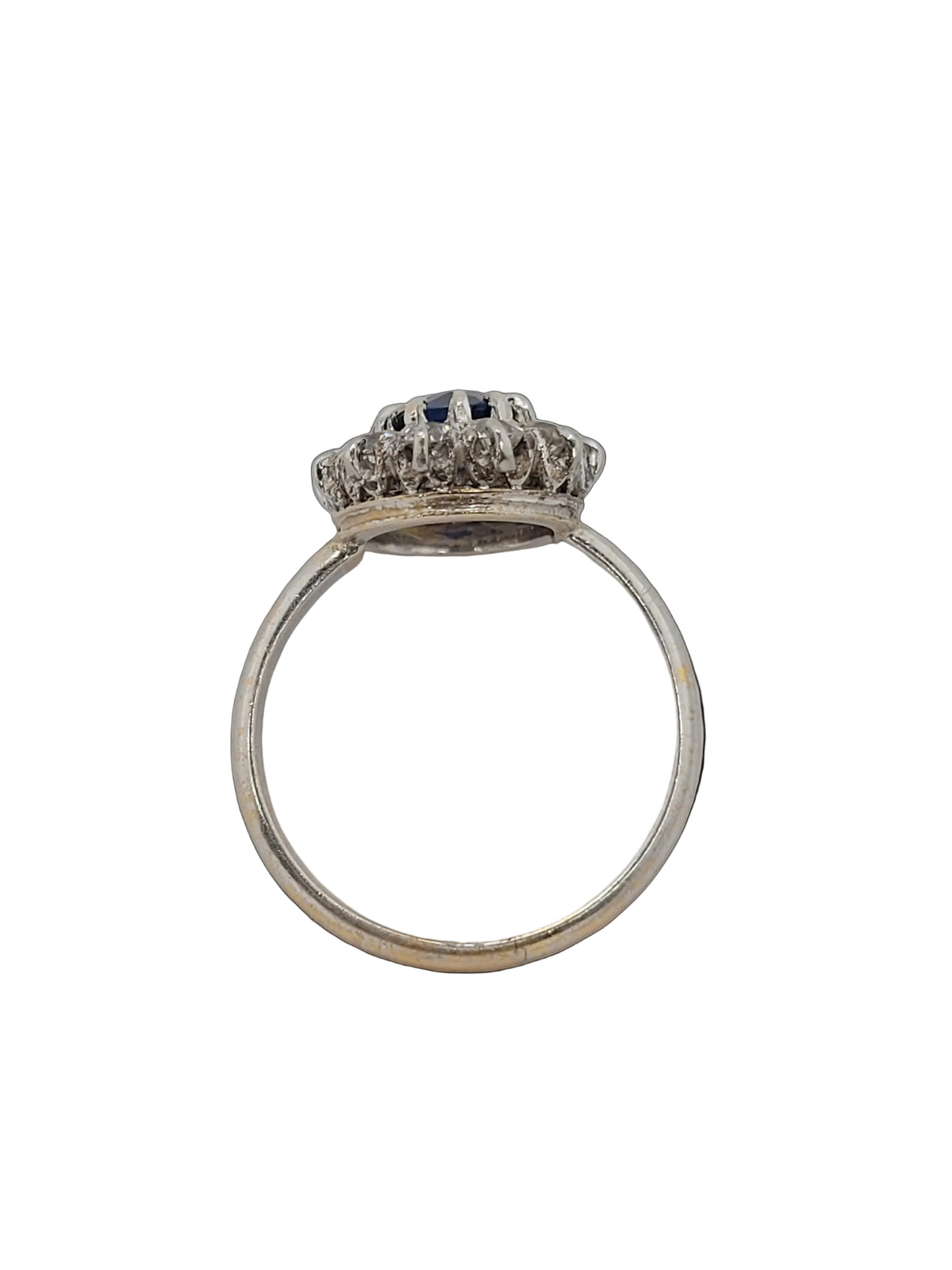 Antique sapphire and diamond cluster engagement ring sku 8745