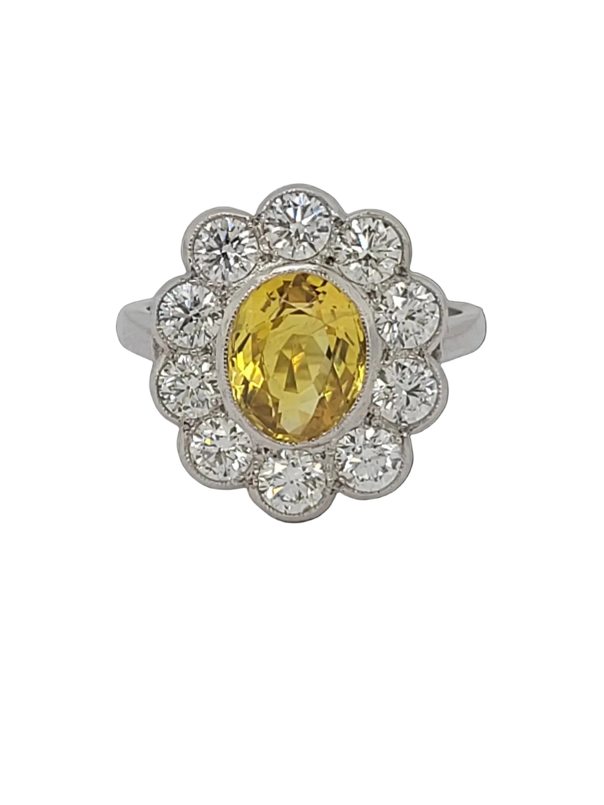 Yellow sapphire and diamond engagement ring sku 8795