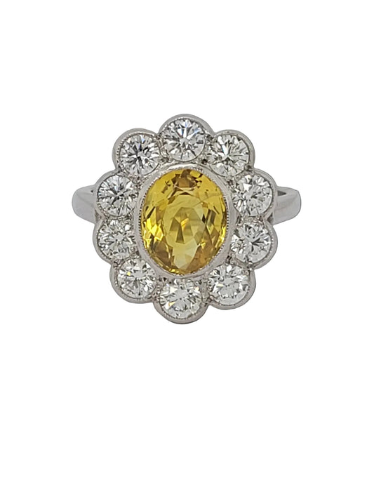 Yellow sapphire and diamond engagement ring sku 8795