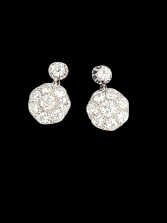 Antique diamond cluster drop earrings
SKU: 8485