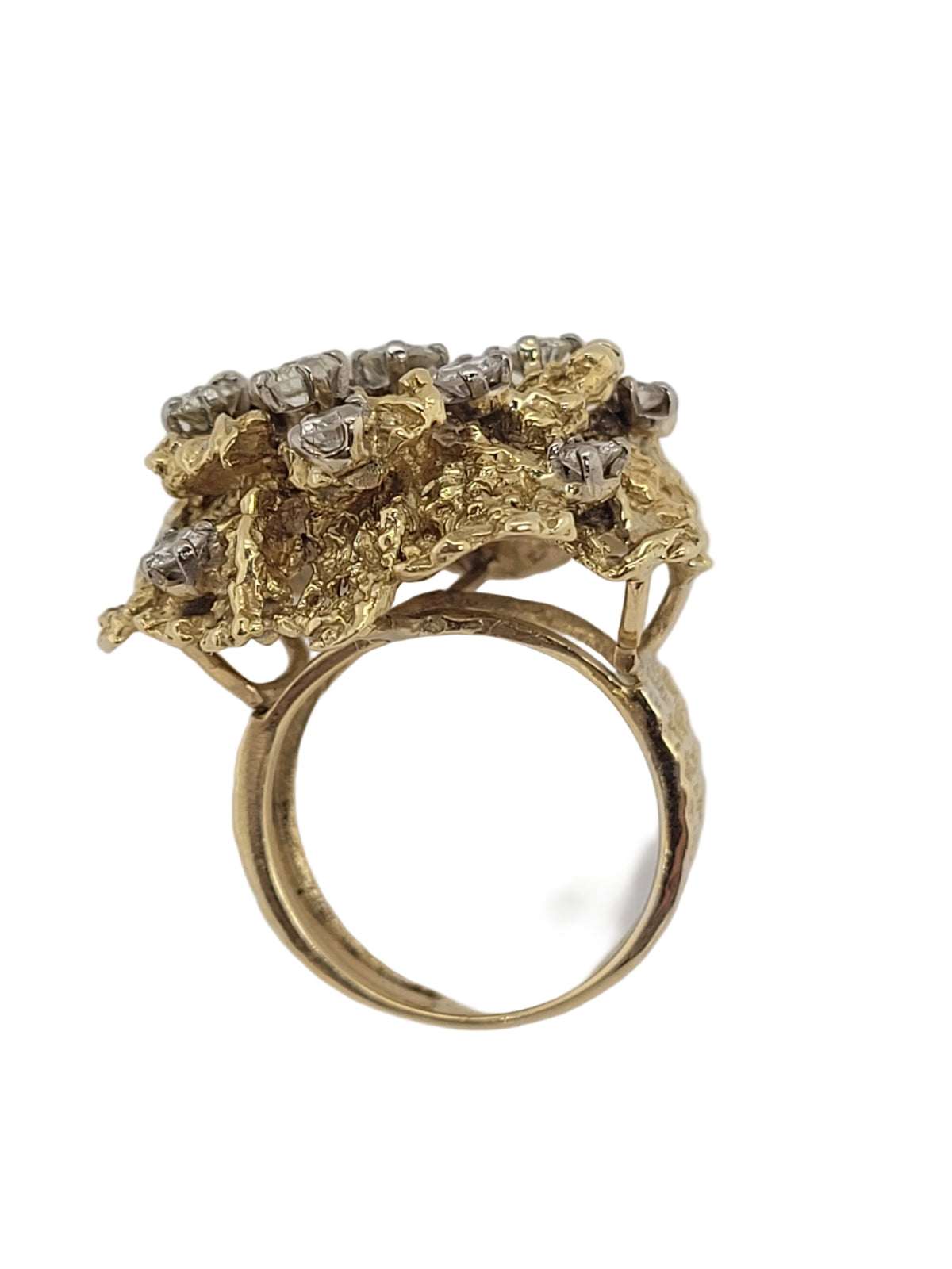 1960's 18ct organic yellow gold and diamond dress ring sku 9206