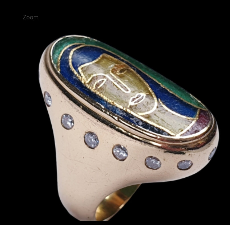 Rare Cloisonne Enamel and Diamond Ring
SKU: 3447