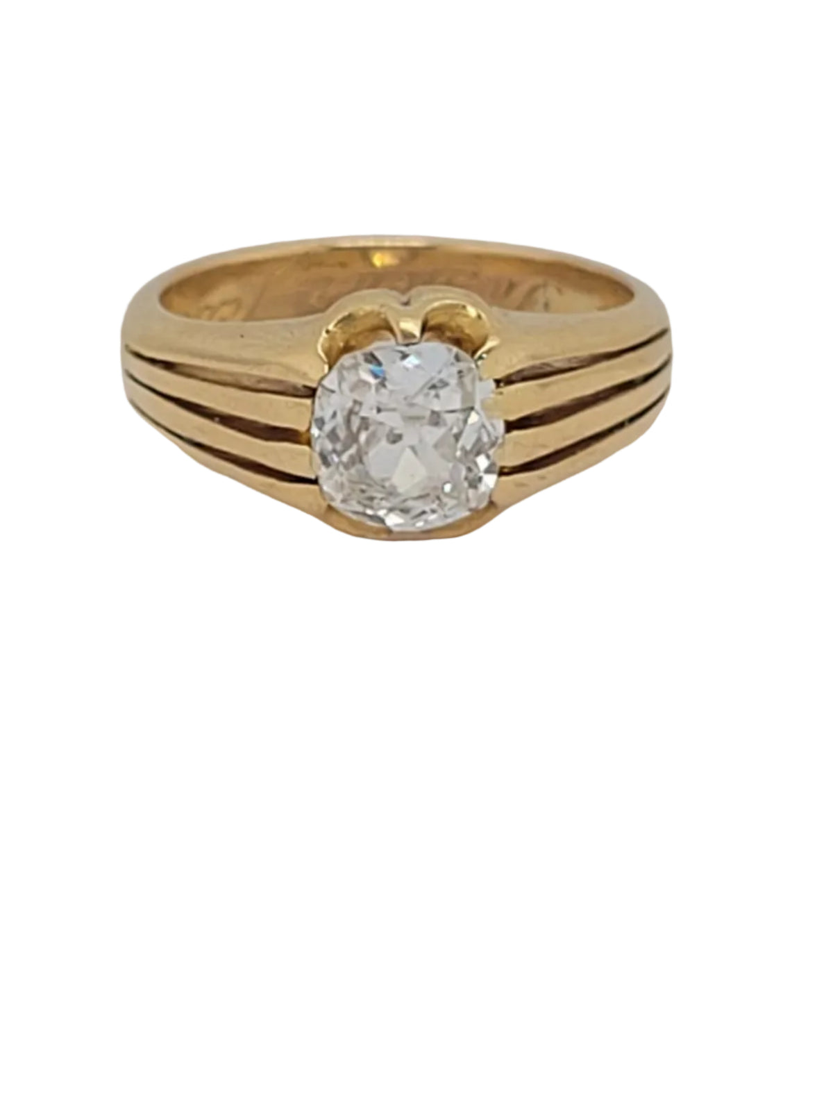 Antique old mine cut diamond gypsy ring sku 9148