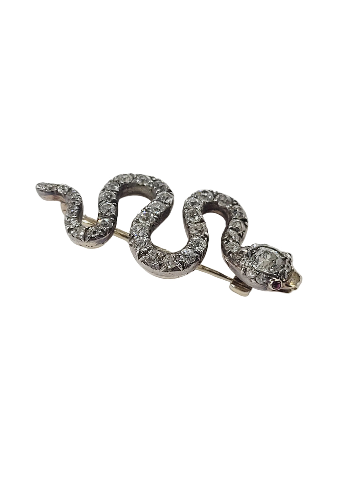 Rare Antique Old mine cut diamond snake sku 9130