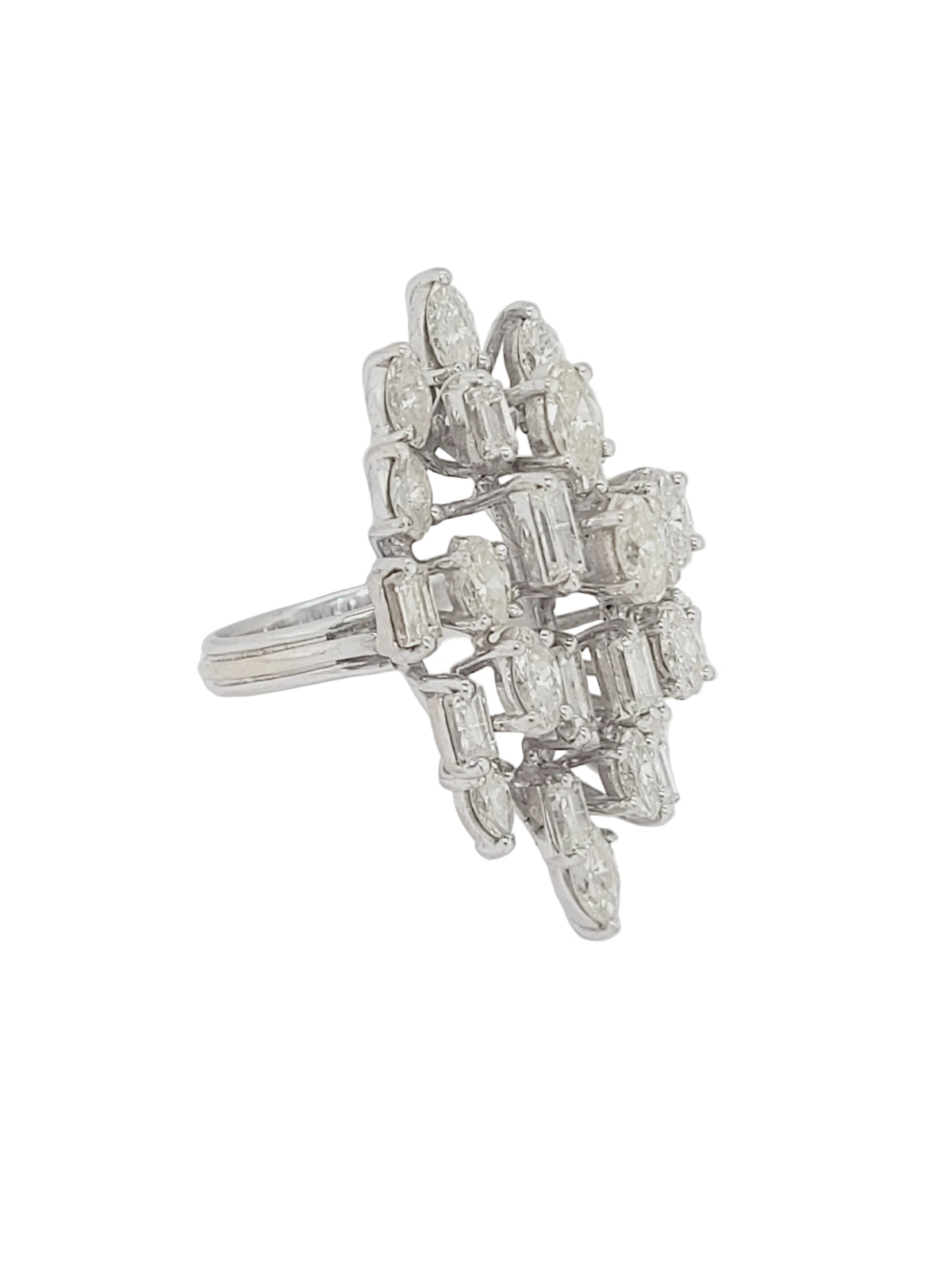 1960's baguette diamond Brutalist diamond cluster ring sku 9129