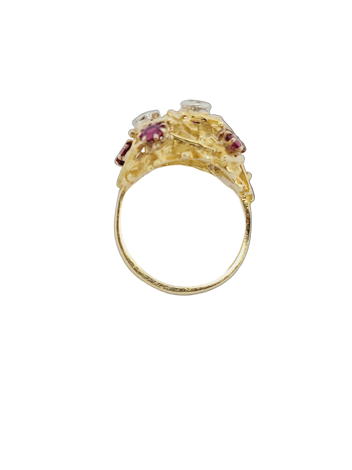 Brutalist 1960's ruby and diamond dress ring sku 8828