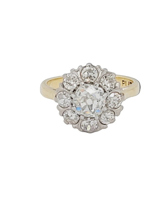 Antique diamond cluster engagement ring sku 8813