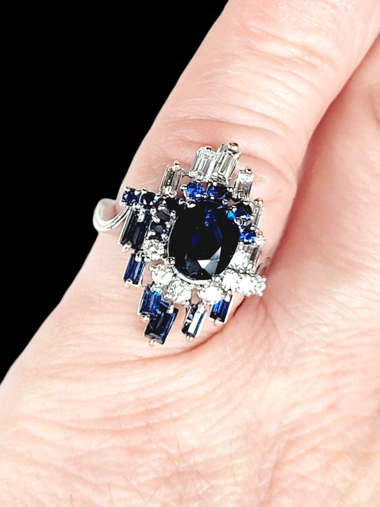 1950's sapphire and diamond cluster ring
SKU: 8434