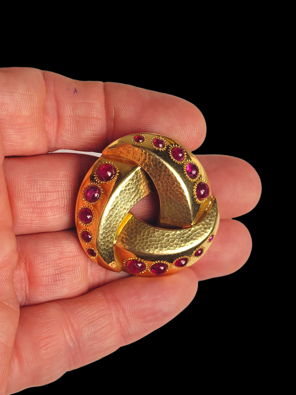 Architectural engineered cabochon ruby brooch sku 8504