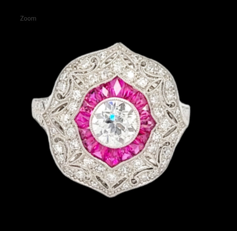 Ruby and old European cud diamond engagement ring
SKU: 5254