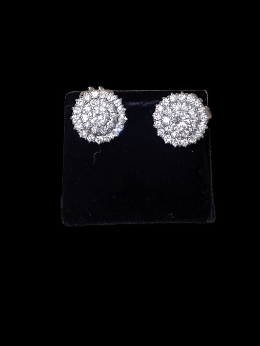 Vintage diamond cluster stud earrings sku 8685