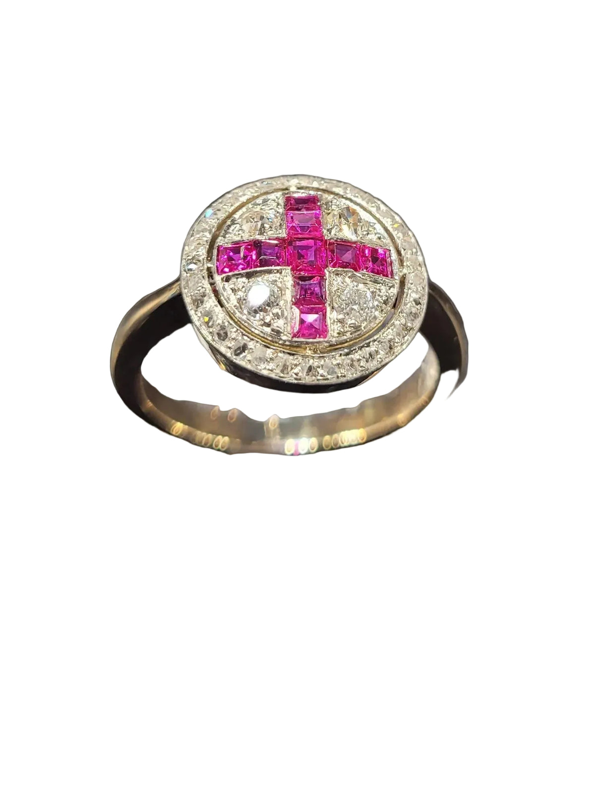 Fine Edwardian Burmese Ruby and diamond ring sku 8755