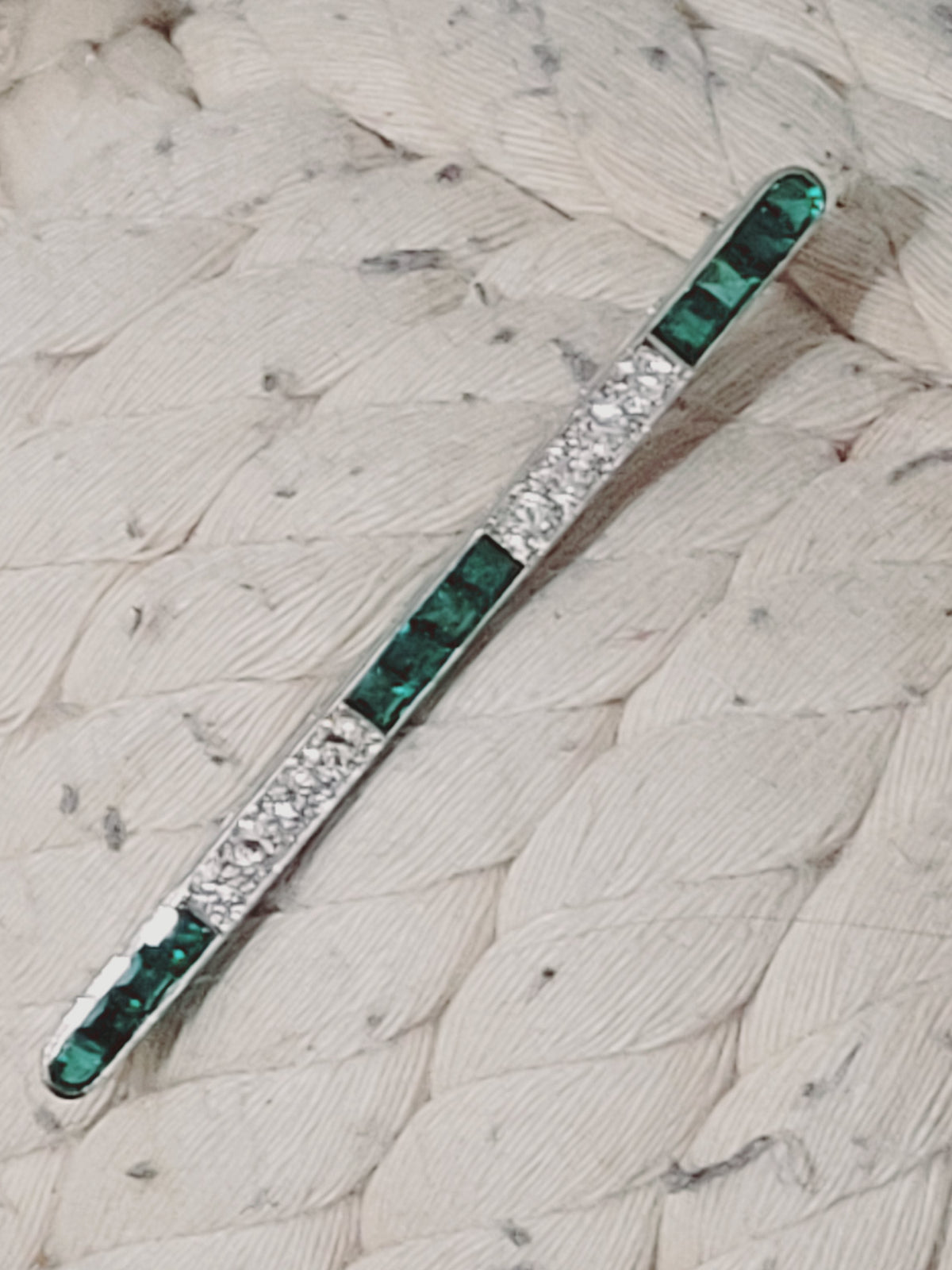 Strong Art deco emerald and diamond brooch sku 9107