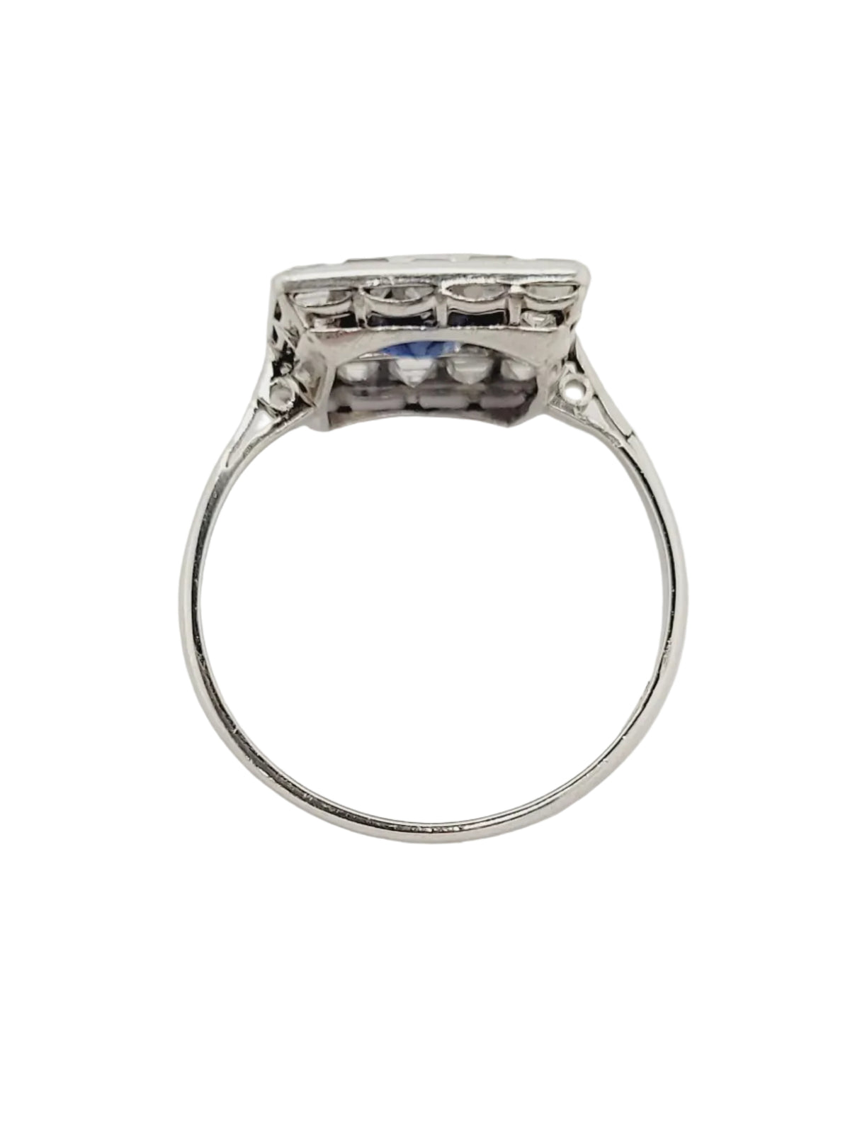 Art deco sapphire and square diamond ring sku 8984