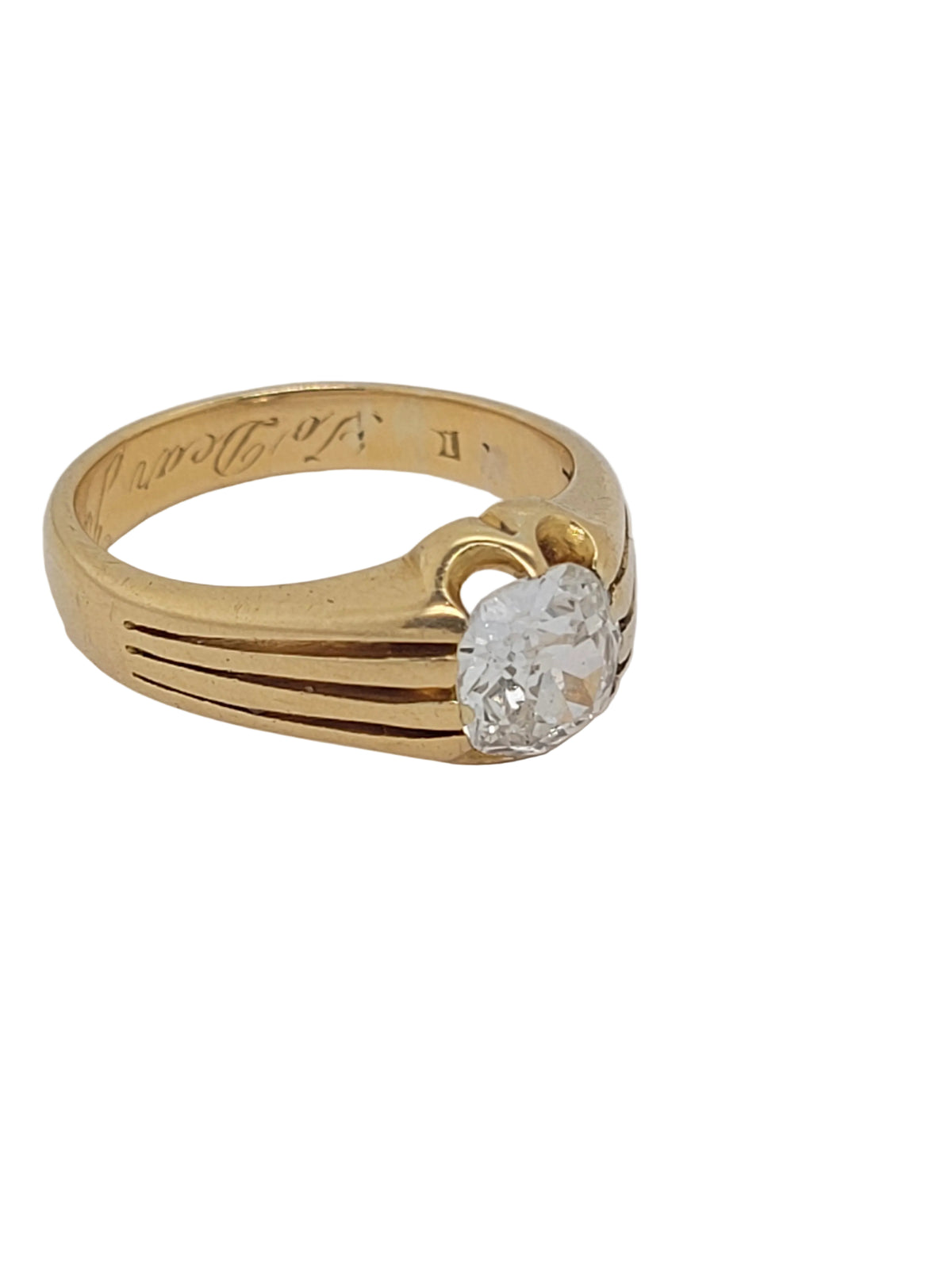 Antique old mine cut diamond gypsy ring sku 9148