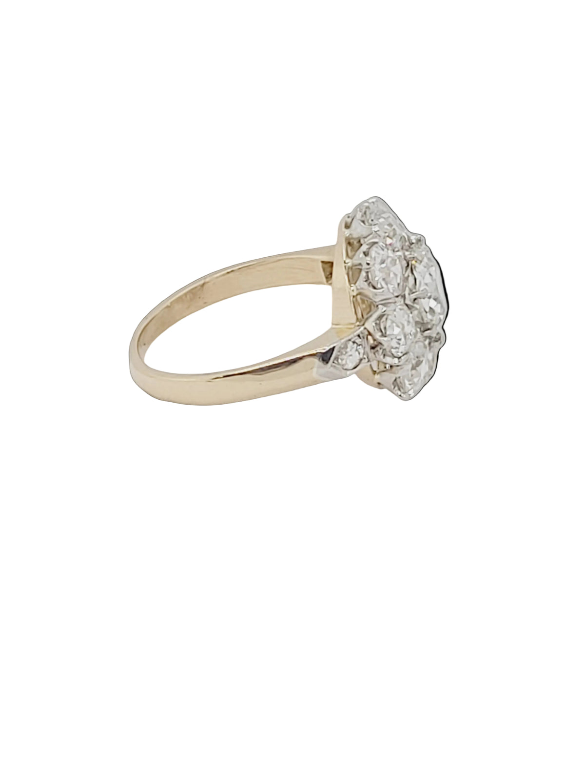 Antique diamond cluster engagement ring sku 8797