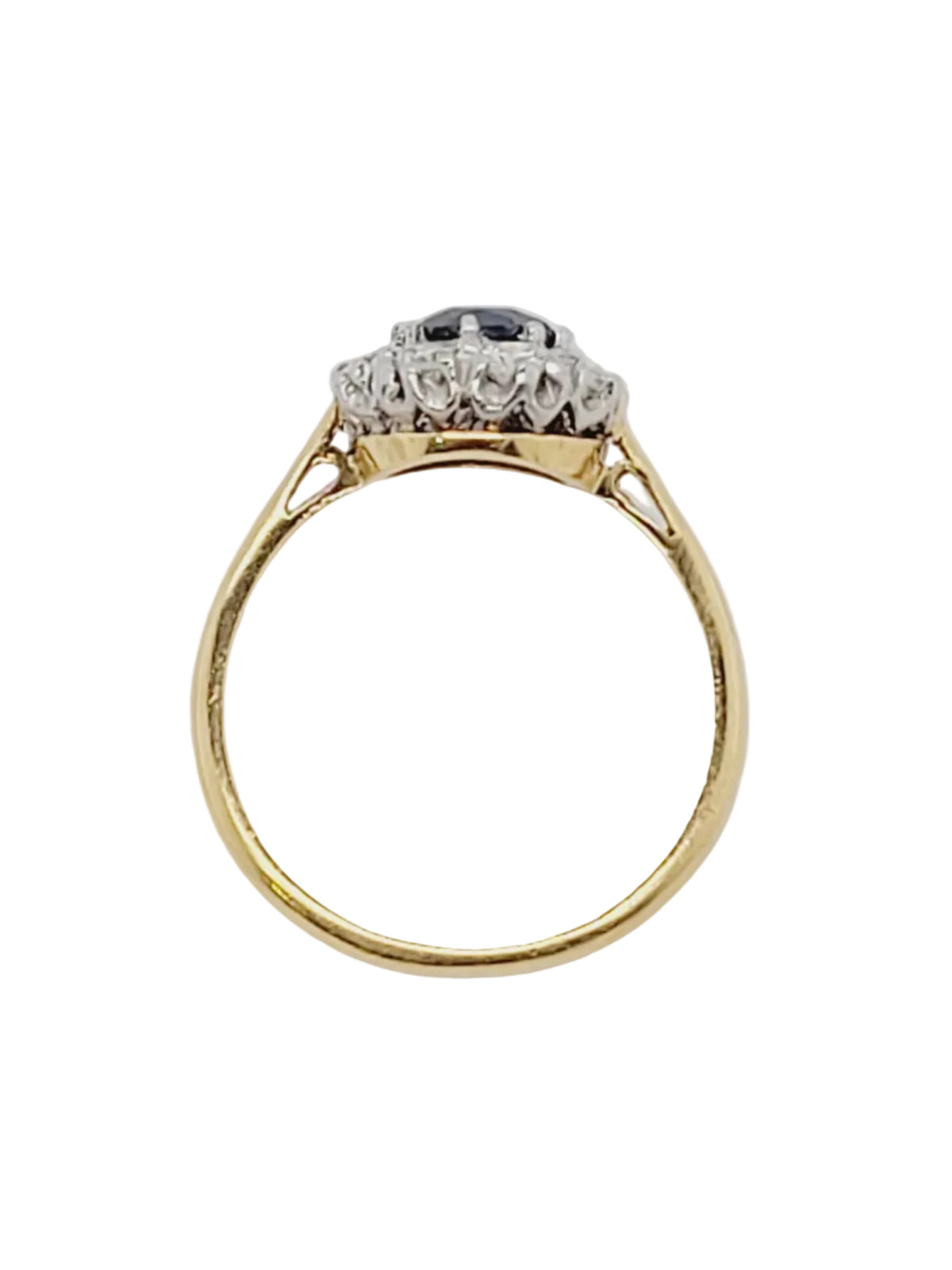 Sapphire and diamond cluster engagement ring sku 8565