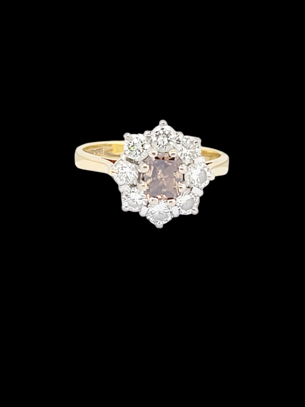 Fancy 1960's cognac coloured diamond cluster engagement ring
SKU: 8415