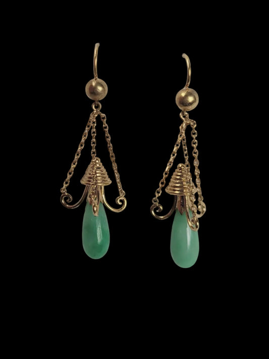 Antique jade chandelier earrings sku 8721