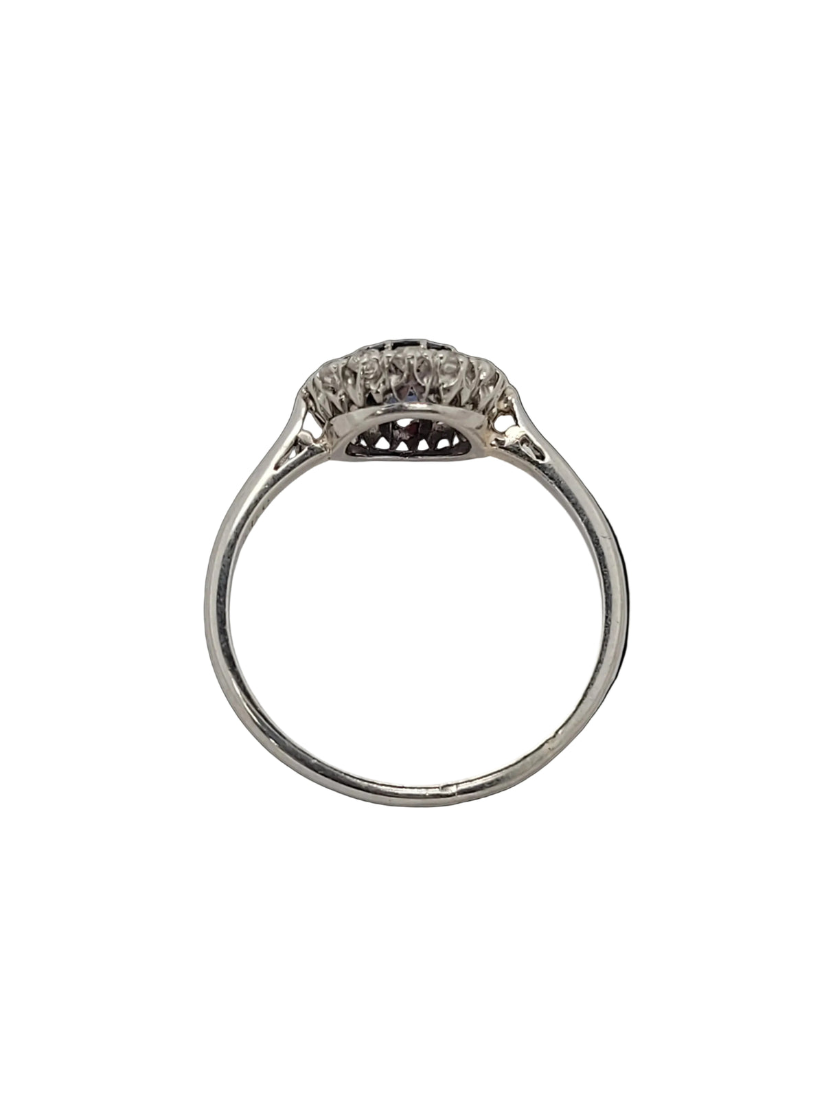 Antique sapphire and diamond cluster engagement ring sku 8808