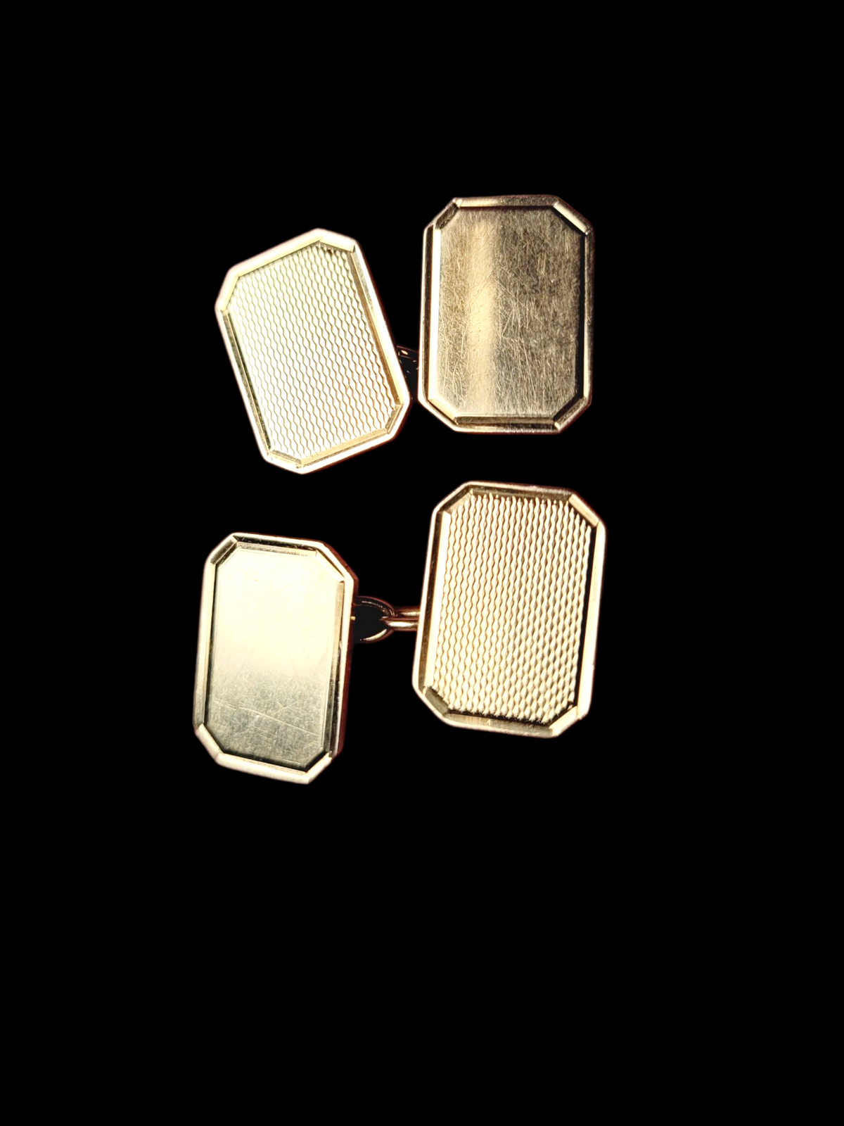 Antique cut corner rectangular 9ct gold cufflinks sku 8507