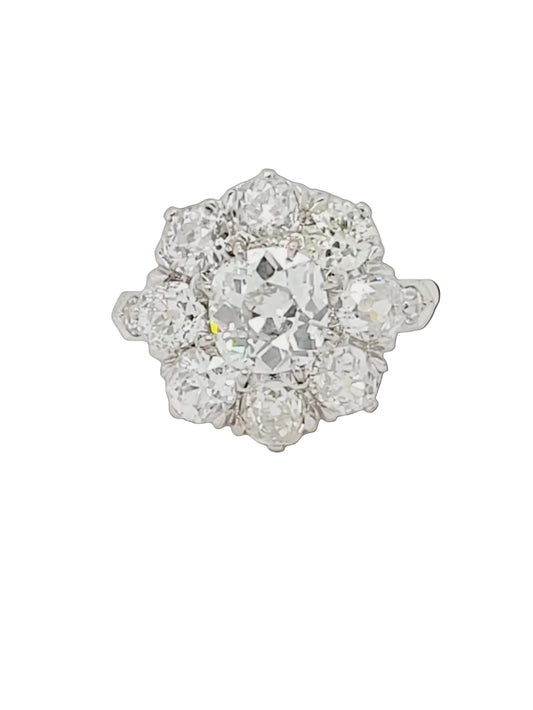 Antique diamond cluster engagement ring sku 8797