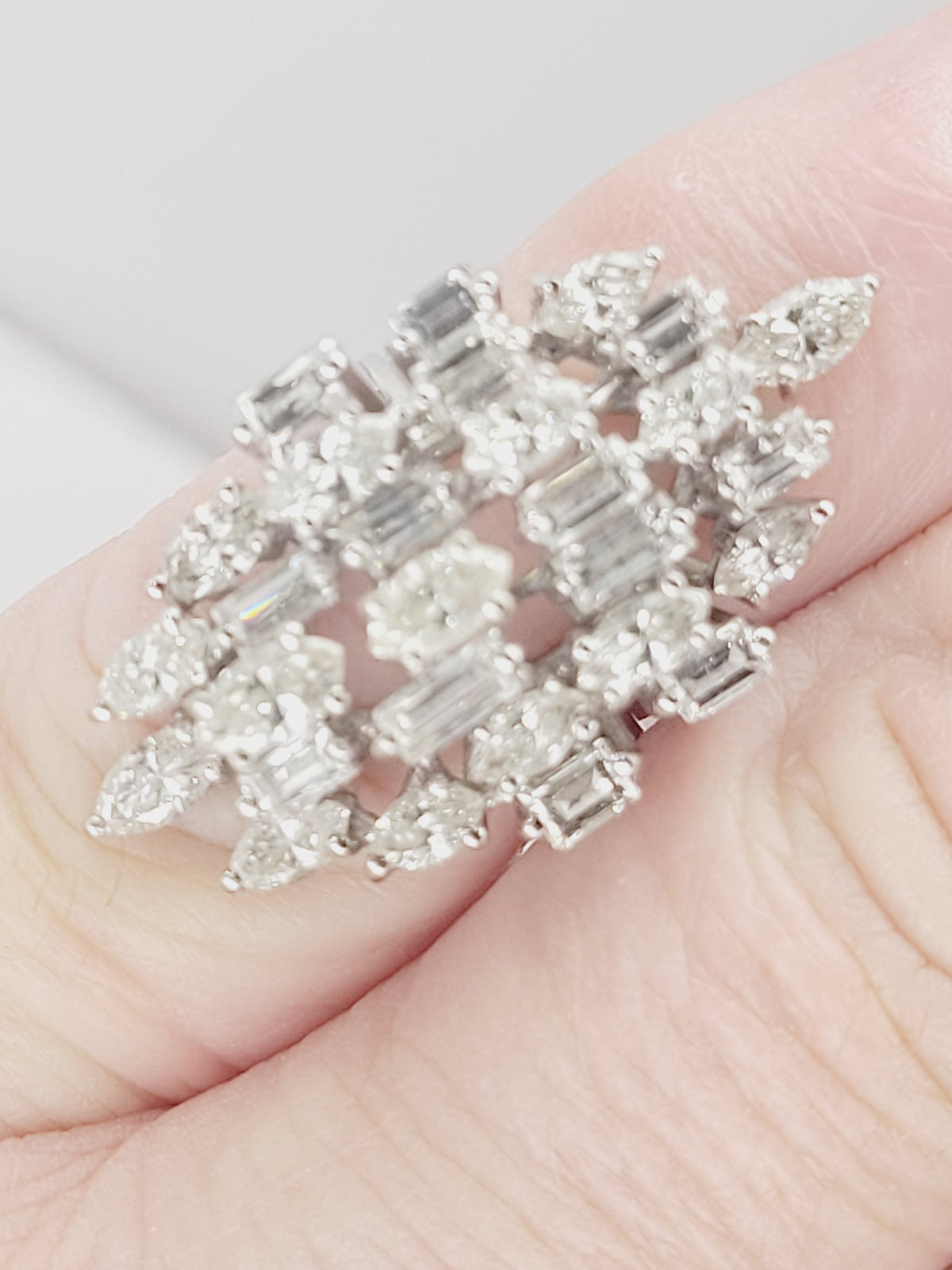 1960's baguette diamond Brutalist diamond cluster ring sku 9129