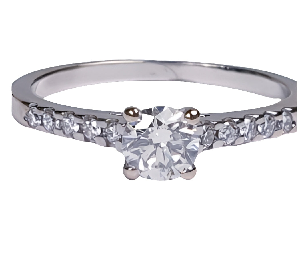 Diamond Solitaire Engagement Ring with Diamond Shoulders
SKU: 1697