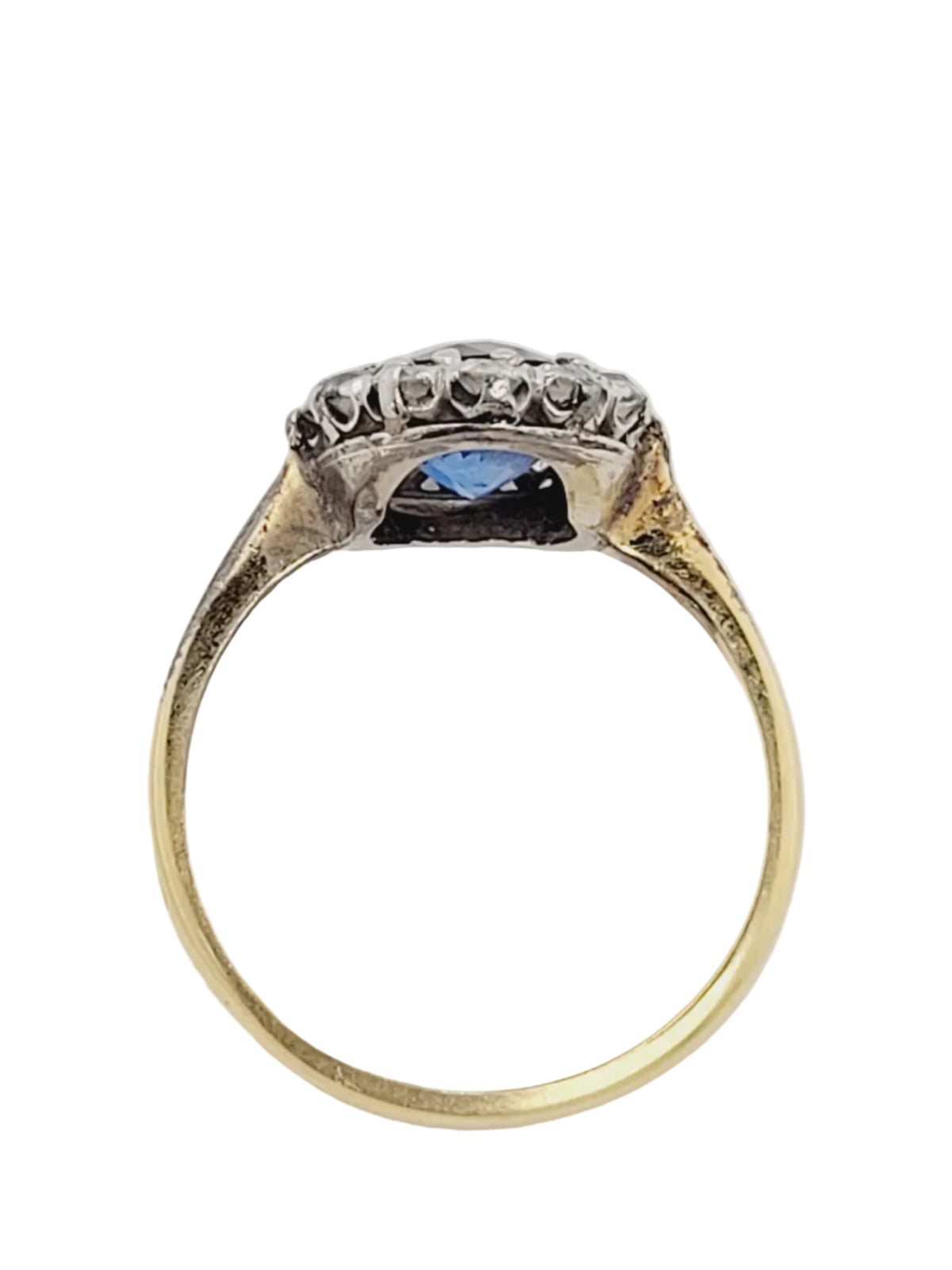 Antique sapphire and diamond cluster engagement ring sku 9059