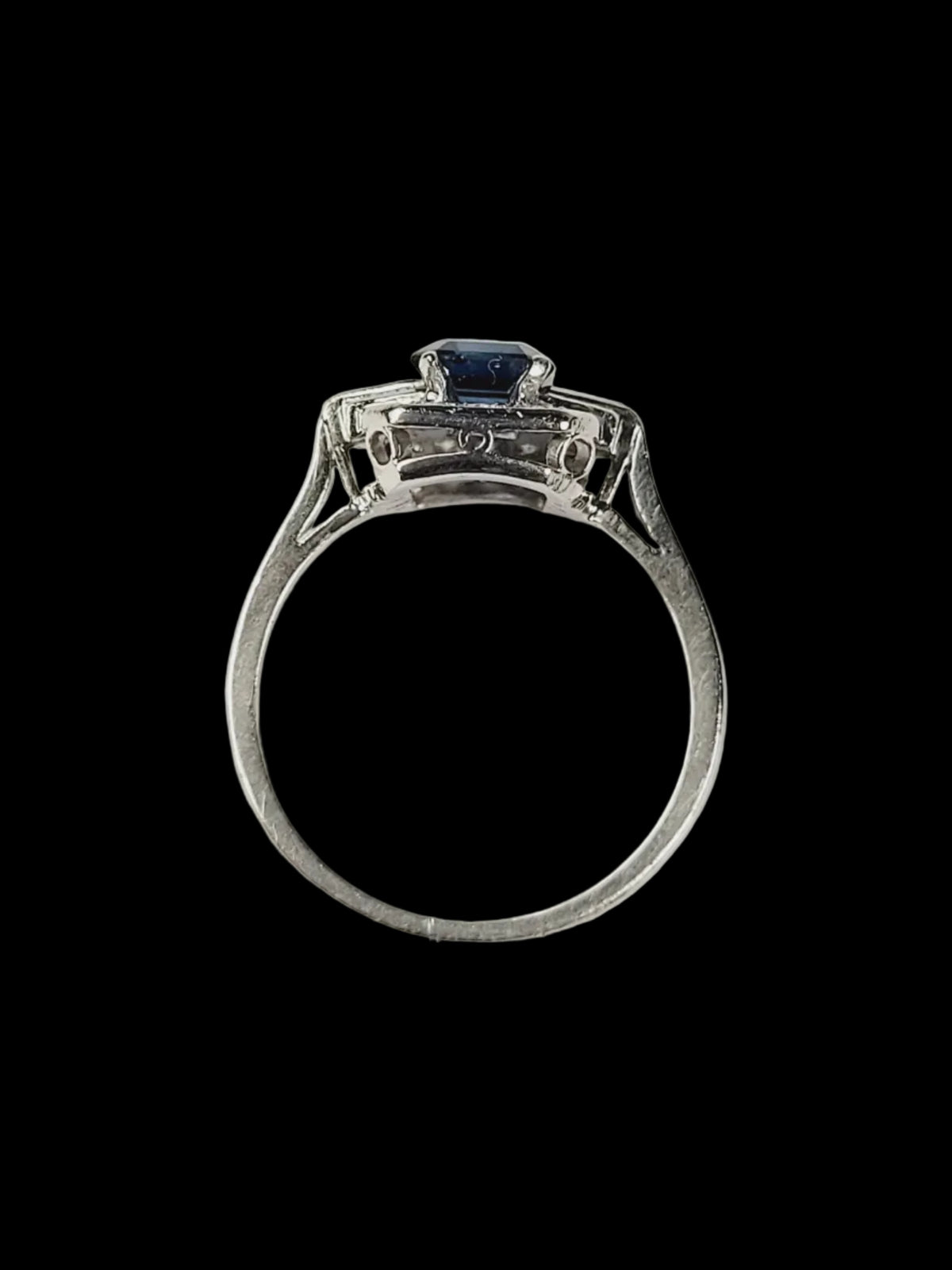 Art deco sapphire and diamond engagement ring sku 8910