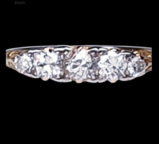 Antique Five Stone Carved Half Hoop Engagement Ring
SKU: 3621