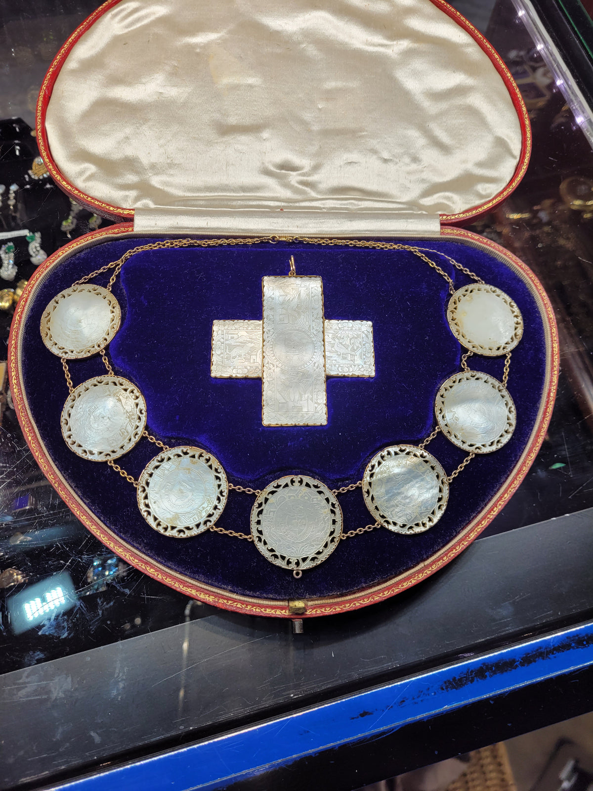 Rare Antique gaming counter necklace sku 8764