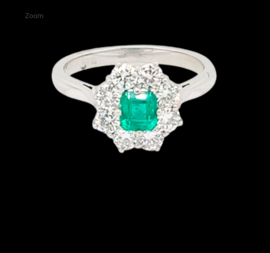 Emerald and diamond cluster engagement ring
SKU: 7027