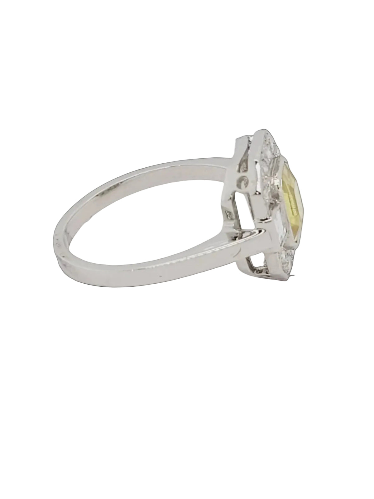 Intense yellow sapphire and diamond cluster ring sku 8762