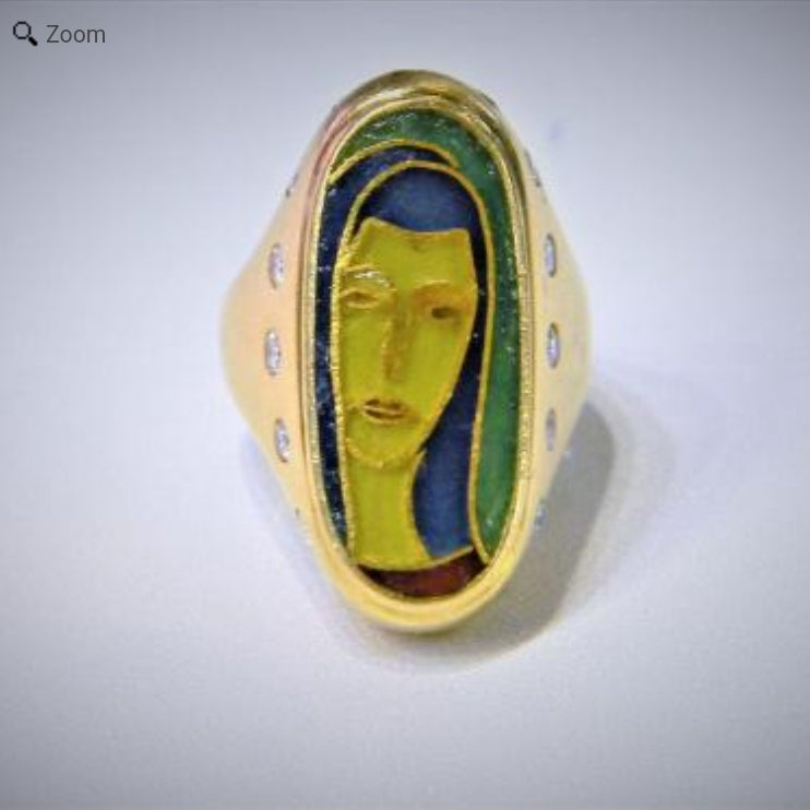 Rare Cloisonne Enamel and Diamond Ring
SKU: 3447
