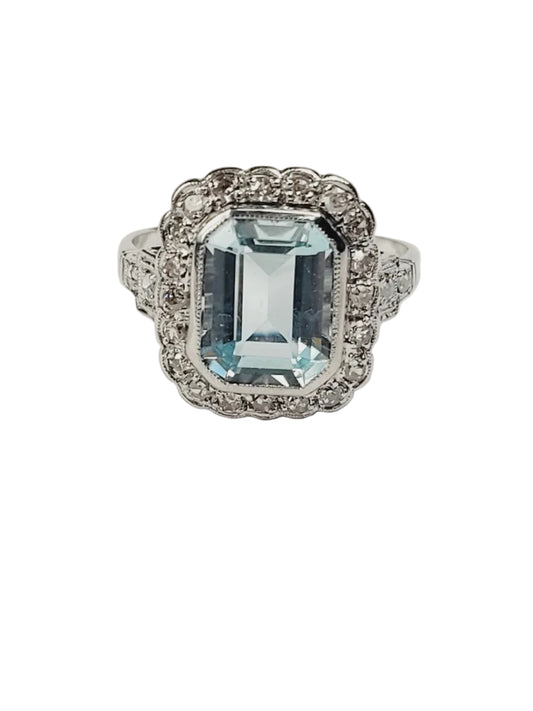 Aquamarine and diamond dress ring sku 9178