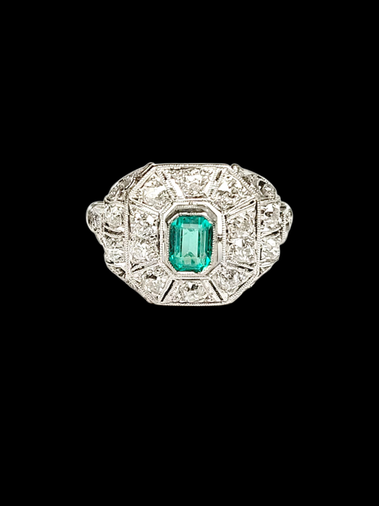 Art deco emerald and diamond engagement ring
SKU: 8225